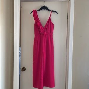 Pink spaghetti strap with ruffles jumpsuit